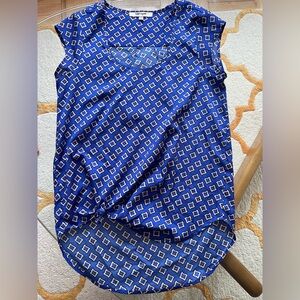 Daniel Rainn Blue and White Geometric Blouse